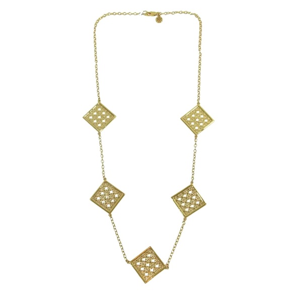 TORY BURCH • Perforated Logo Rotary Necklace - Picture 3 of 8